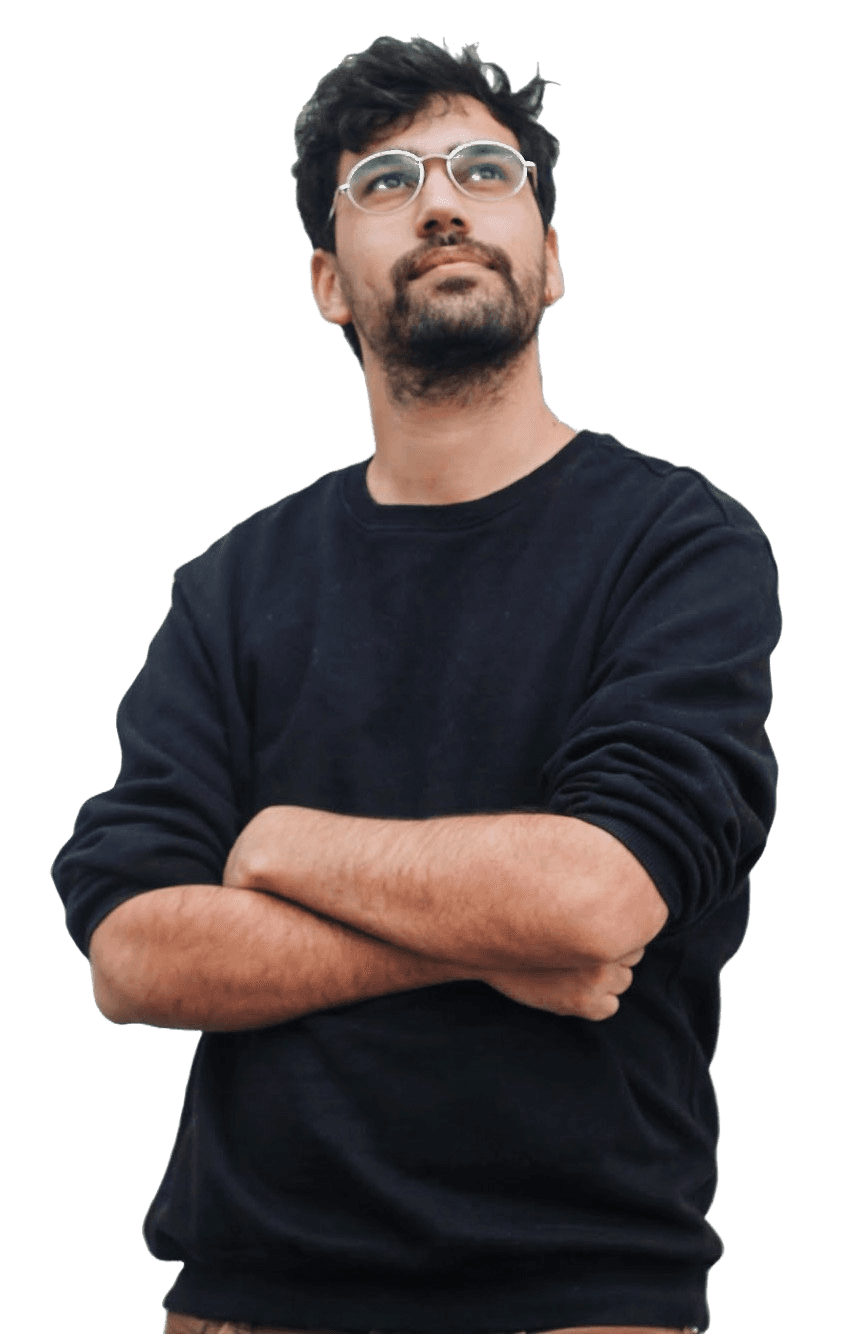 Tibout standing in front of the museum wall